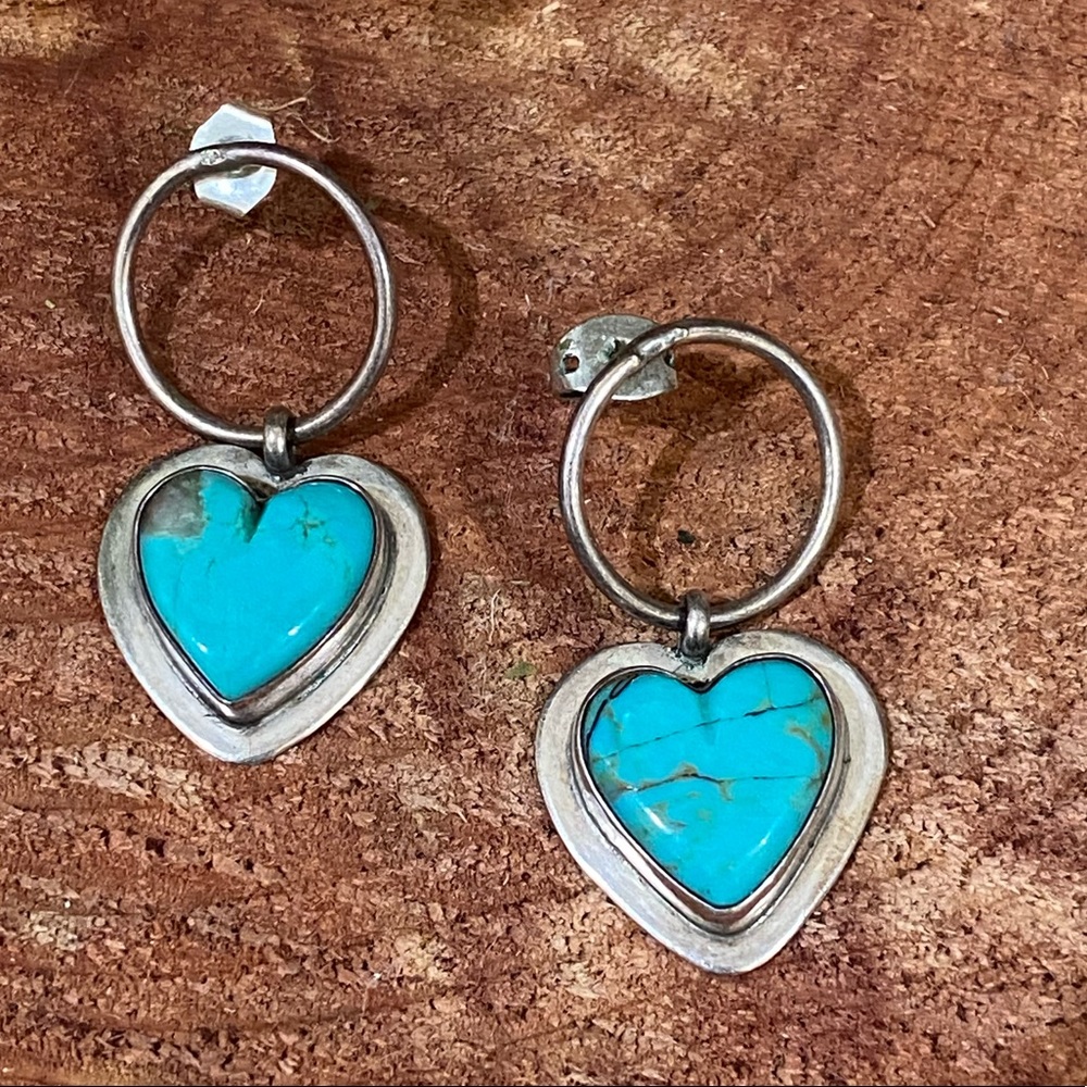 Sterling and Turquoise heart earrings